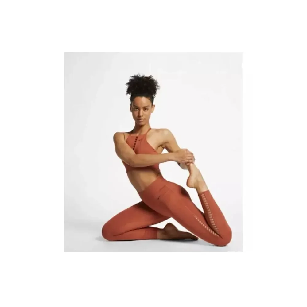 Nike Power 7/8 Training Legging Womens L Dusty Peach BQ8633-252 Yoga Gym